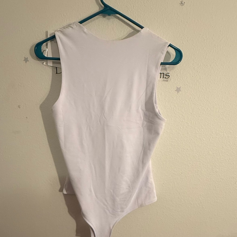 White Women’s Sexy Sleeveless Square Neck Double Lined Basic Bodysuit Tank Tops - Picture 8 of 8